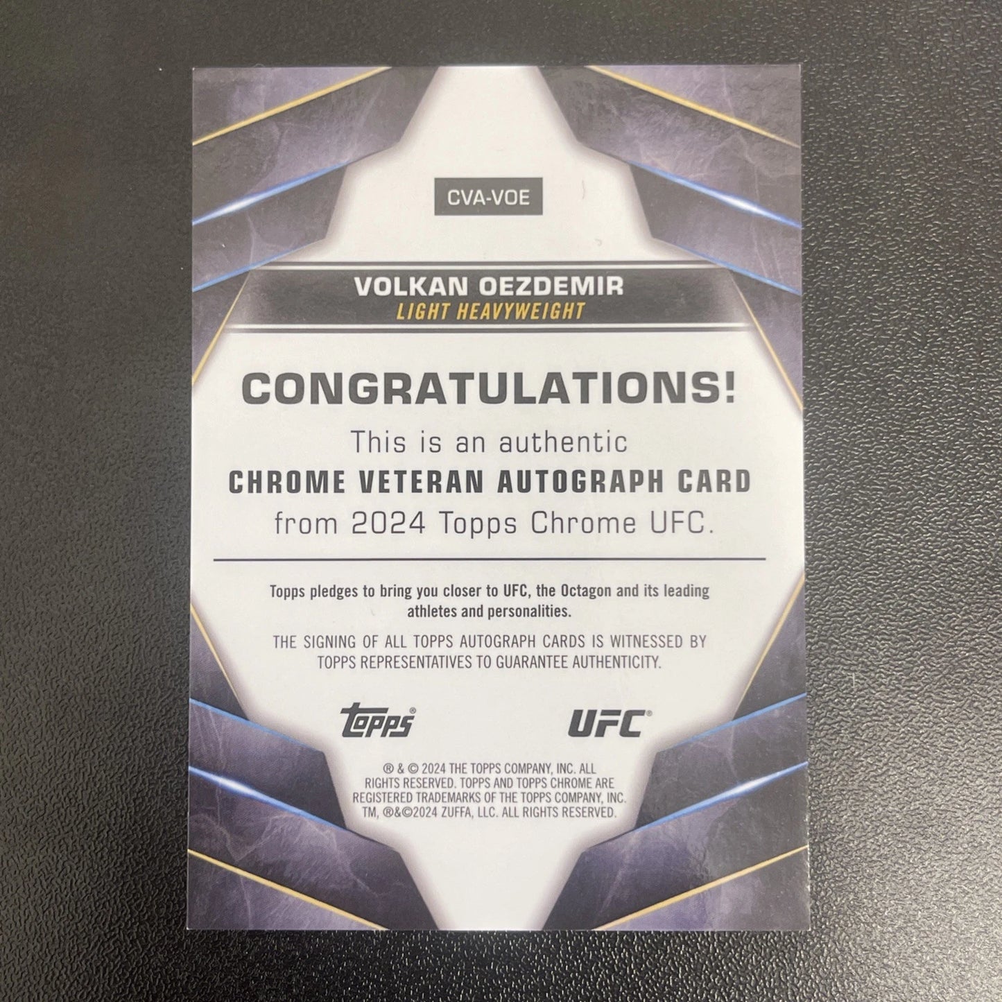 2024 Topps Chrome UFC – Volkan Oezdemir Veteran Auto – 22/25