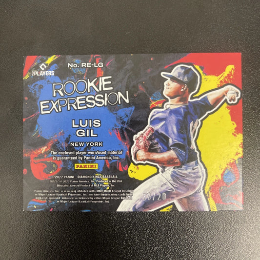 2022 Panini Diamond Kings – Rookie Expression Patch FOTL Purple Luis Gil RC – 20/20