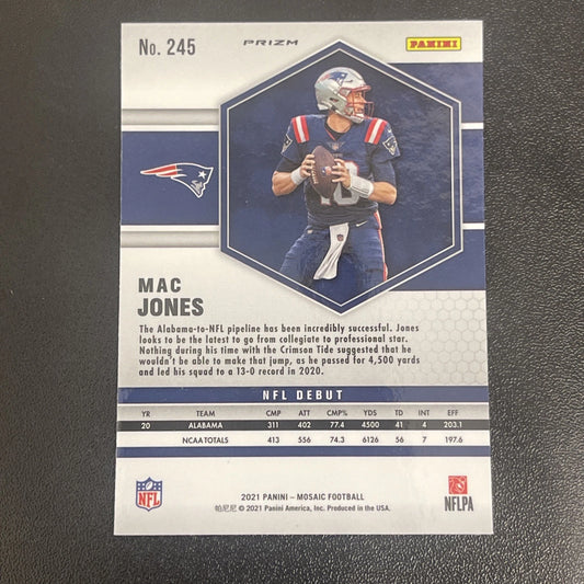 2021 Panini Mosaic – Mac Jones NFL Debut Green Prizm RC #245