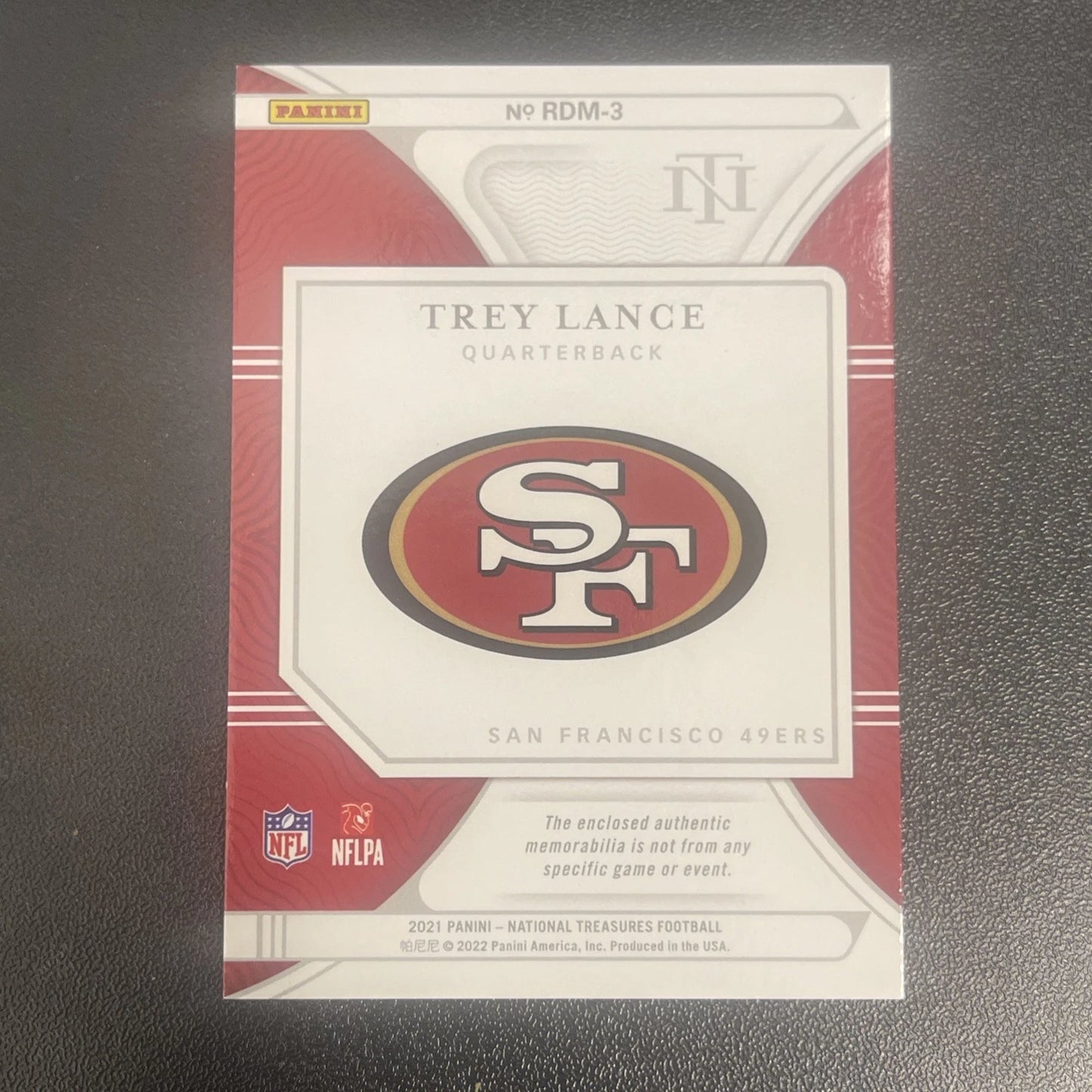 2021 Panini National Treasures – Trey Lance Rookie Dual Materials RC #055/99