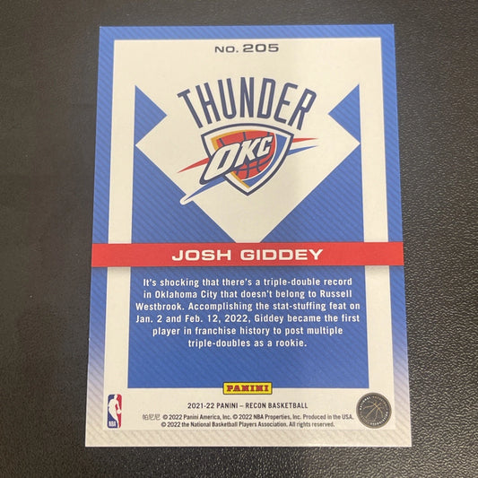 2021-22 Panini Recon – Josh Giddey Bronze Rookie #205 – 038/299