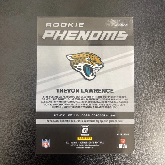 2021 Panini Donruss Optic – Trevor Lawrence Blue Hyper Prizm Phenoms Jersey RC #RP-1