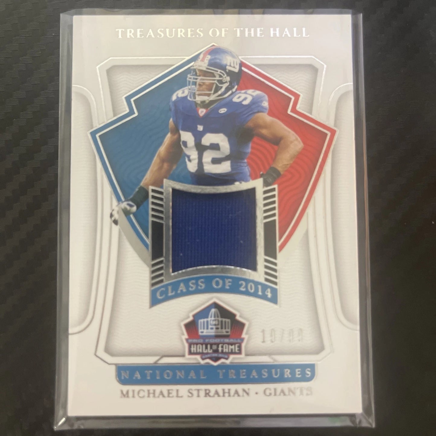 2021 Panini National Treasures – Michael Strahan HOF Patch #HALL-MS – 19/99