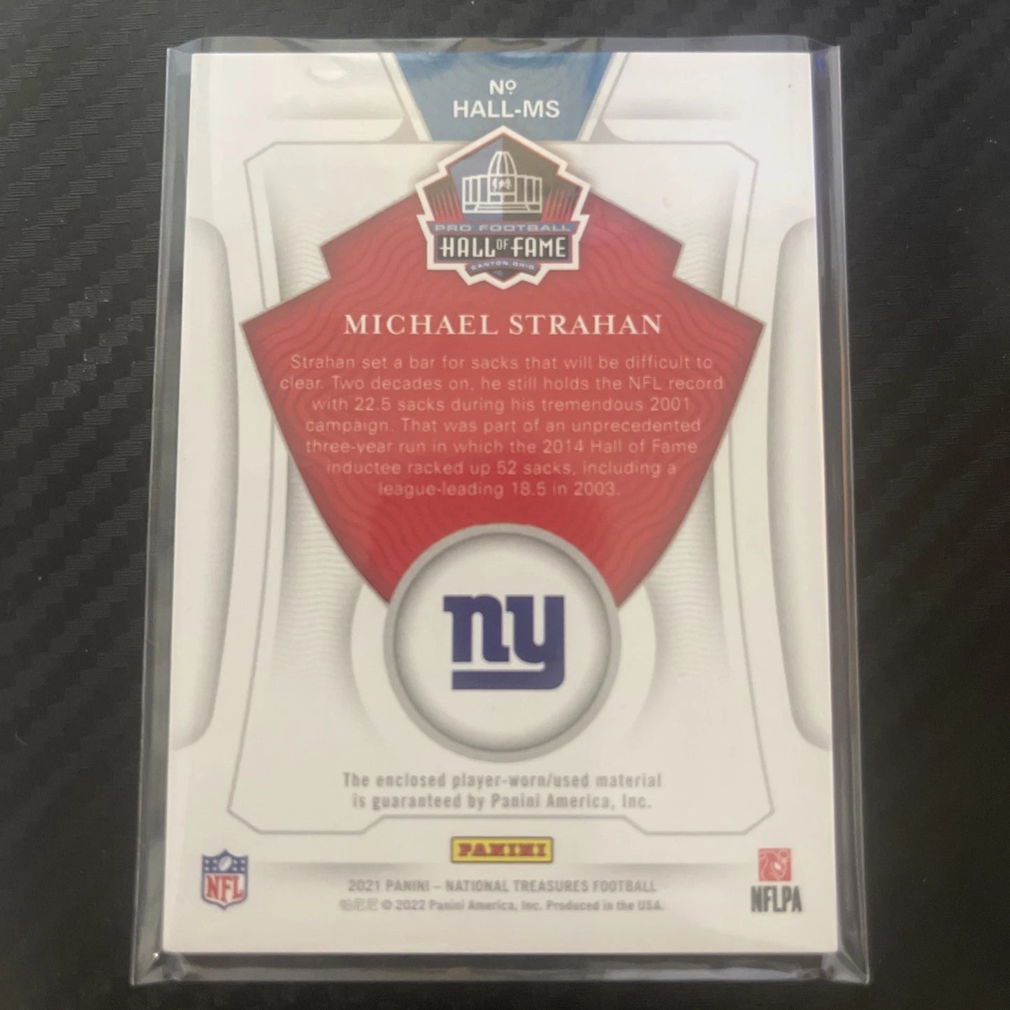 2021 Panini National Treasures – Michael Strahan HOF Patch #HALL-MS – 19/99