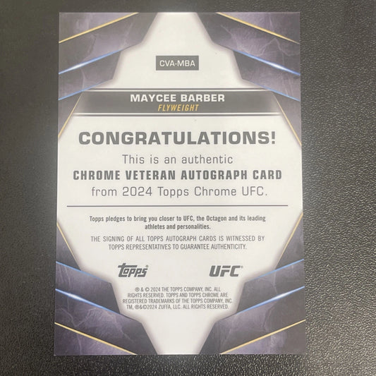 2024 Topps Chrome UFC – Maycee Barber Veteran Autograph #CVA-MBA