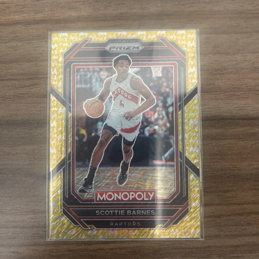 2022-23 Monopoly Prizm – Scottie Barnes Money Gold Shimmer Prizm /500