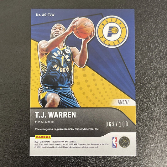 2021-22 Panini Revolution – TJ Warren Fractal Autograph #AG-TJW – 069/100