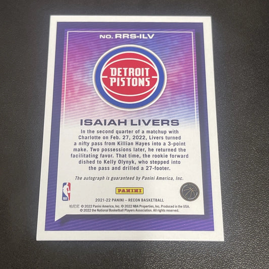 2021-22 Panini Recon – Isaiah Livers Rookie Recon Signatures Auto (RC)